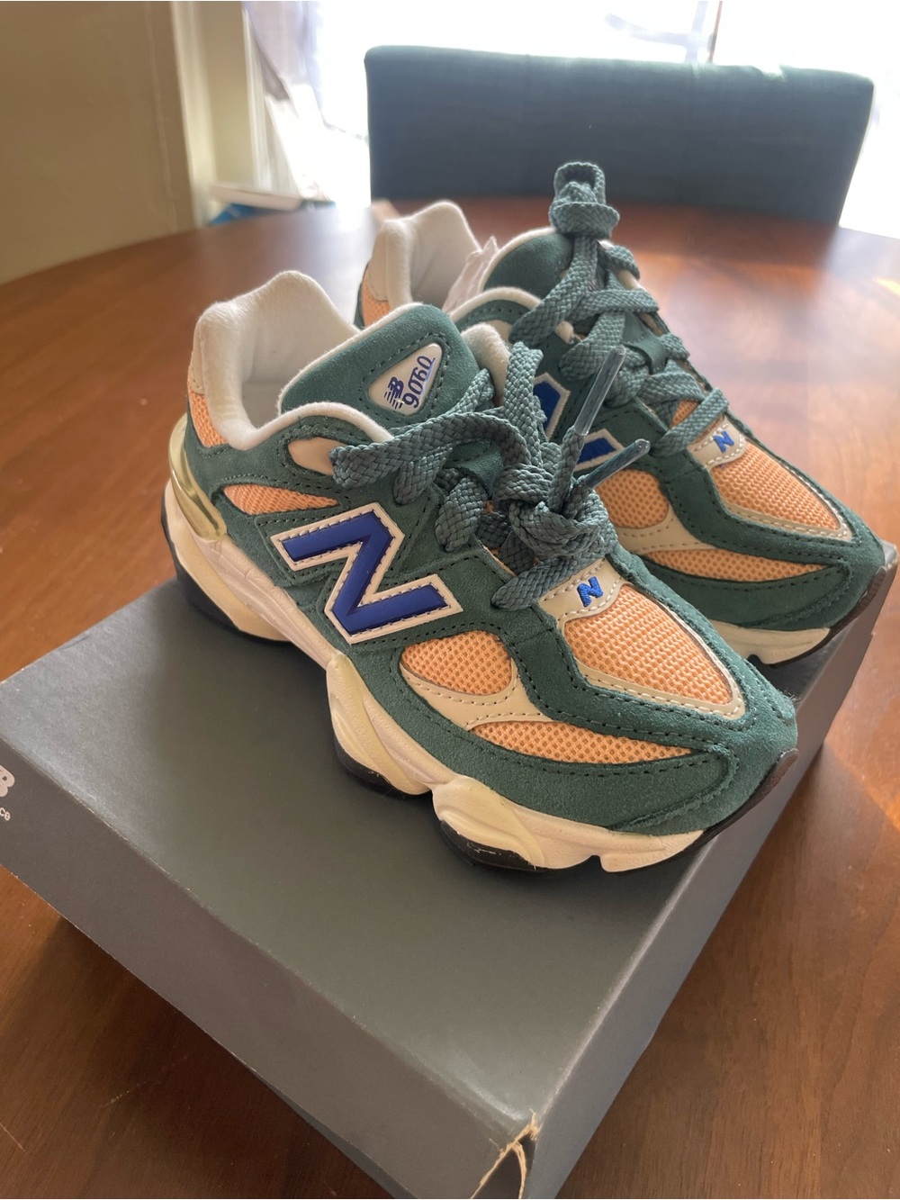 New Balance Kids Sneakers - Green, Peach & Blue Accents